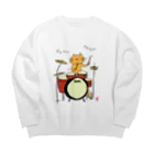 なで肩うさぎの美香堂のドラムを叩く猫カラーver. Big Crew Neck Sweatshirt