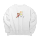 ぷいこのおみせのもちもちちゃんとくまちゃん。 Big Crew Neck Sweatshirt