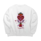 IZANAMI by Akane Yabushitaのメキシコのハートタッセル（ピンク） Big Crew Neck Sweatshirt