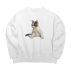 cat.kotetsuのねこのこてつ Big Crew Neck Sweatshirt