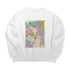 MIKAZUKI_38の花と女の子 Big Crew Neck Sweatshirt