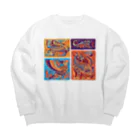 IZANAMI by Akane Yabushitaのメキシコのアレブリヘス（オレンジ） Big Crew Neck Sweatshirt