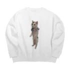 りずママの立ち猫華っち Big Crew Neck Sweatshirt