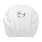 気ままに創作　よろず堂の飼い主よ、何か用か？　モノクロ黒 Big Crew Neck Sweatshirt