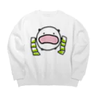 ダイナマイト87ねこ大商会の緑茶パックが連なってるタイプで絶望するねこです Big Crew Neck Sweatshirt