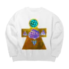 湯沢恵理　宇宙アイテムのメタリックお守り宇宙人ビッグシルエットスウェット Big Crew Neck Sweatshirt