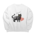nemunoki paper itemの幸せの黒猫 Big Crew Neck Sweatshirt