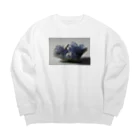 石ンロールのロックなアイテム　フローライト(青) Big Crew Neck Sweatshirt