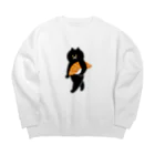 SUIMINグッズのお店の【大】サーモンの握り寿司をかっこよく運ぶねこ Big Crew Neck Sweatshirt