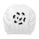 NOBODY754のKitties (Black Big Crew Neck Sweatshirt