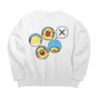 まめるりはことりのオカメインコばつ×【まめるりはことり】 Big Crew Neck Sweatshirt