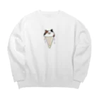 ねこのふとももの溶けねこ Big Crew Neck Sweatshirt