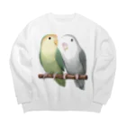 まめるりはことりのコザクラインコ　モーブとオリーブ【まめるりはことり】 Big Crew Neck Sweatshirt