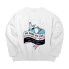 SANKAKU DESIGN STOREのNO SAKE NO LIFE。 レトロな青×赤 Big Crew Neck Sweatshirt