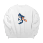 サメ わりとおもいのシャークにさわる Big Crew Neck Sweatshirt