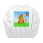 Lily bird（リリーバード）の野原のトラ猫さん Big Crew Neck Sweatshirt