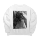 時間泥棒の路上の自転車モノクロ Big Crew Neck Sweatshirt