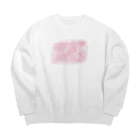 どうぶつの水彩画店のcolor ピンク Big Crew Neck Sweatshirt