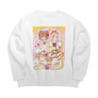 かわいいもののおみせ　いそぎんちゃくのこぐまちゃんとミツバチちゃんとはちみつパンケーキ Big Crew Neck Sweatshirt