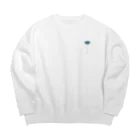 no more.のa rose(blue)_point Big Crew Neck Sweatshirt