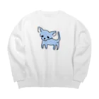 akane_art（茜音工房）のゆるチワワ（ブルー） Big Crew Neck Sweatshirt