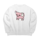 akane_art（茜音工房）のゆるチワワ（ピンク） Big Crew Neck Sweatshirt