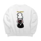 okamemonoのイカと猫 Big Crew Neck Sweatshirt