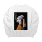 Ran.の真珠の耳飾りの少女#smoker Big Crew Neck Sweatshirt