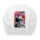 sapphirusのASTRONAUT and FLOWERS Big Crew Neck Sweatshirt