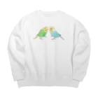 まめるりはことりのセキセイインコ　ちょこんとせきせいんこーず【まめるりはことり】 Big Crew Neck Sweatshirt