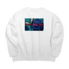 Never Bad Endのa blue butterfly Big Crew Neck Sweatshirt