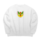 まめるりはことりのラブリーコザクラインコ【まめるりはことり】 Big Crew Neck Sweatshirt