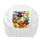 まめるりはことりのみっちりむっちり過密鳥まみれさん【まめるりはことり】 Big Crew Neck Sweatshirt