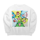 まめるりはことりのみっちりむっちり過密マメルリハさん【まめるりはことり】 Big Crew Neck Sweatshirt