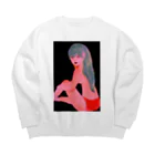 豆大福ショップの青髪の女の子 Big Crew Neck Sweatshirt