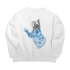 TRAVA design SHOPの猫トライバル×青空 Big Crew Neck Sweatshirt