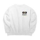 犬グッズの店しえるぶるーのハンドメイドマスクをつけたパグ Big Crew Neck Sweatshirt