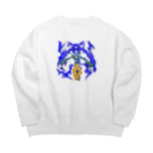 psytohの💙🤍 Big Crew Neck Sweatshirt