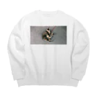 peke pekeの猫　ねこ　ネコ　 Big Crew Neck Sweatshirt