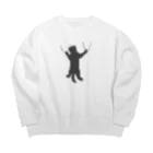 ざわ屋のしがみつく黒猫 Big Crew Neck Sweatshirt