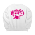 森田まよりのペンギン切り絵（ピンク） Big Crew Neck Sweatshirt