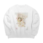 MONOjj イラスト部のオッドアイ白猫娘 Big Crew Neck Sweatshirt