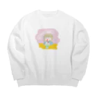 ぼんじりの雑貨やさんのクリームソーダ飲み子ちゃん🍨 Big Crew Neck Sweatshirt