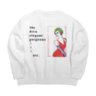 ねこ探知機のディーバ Big Crew Neck Sweatshirt