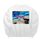 珈琲牛乳のきれいな赤いサカナ Big Crew Neck Sweatshirt