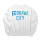 JIMOTOE Wear Local Japanの江戸川区 EDOGAWA CITY ロゴブルー Big Crew Neck Sweatshirt