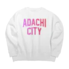 JIMOTOE Wear Local Japanの足立区 ADACHI CITY ロゴピンク Big Crew Neck Sweatshirt