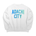 JIMOTOE Wear Local Japanの足立区 ADACHI CITY ロゴブルー Big Crew Neck Sweatshirt