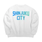 JIMOTOE Wear Local Japanの新宿区 SHINJUKU CITY ロゴブルー Big Crew Neck Sweatshirt