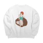 馬耳東風のピザうめぇ〜^_^ Big Crew Neck Sweatshirt